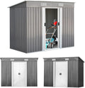 Gerätehaus RELAX4LIFE, 238 x 131 x 181 cm, 4 L, Grau, aus Metall, Wasserfestes Gartenhaus mit Pultdach, Gartenschuppen Outdoor