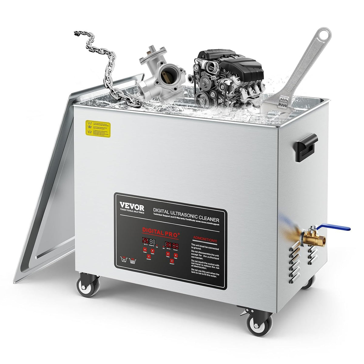 VEVOR Labor-Reinigungsartikel, 840 W, 50 L, Silber, Ultraschallreiniger, professionelle Ultraschallreinigungsmaschine