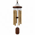 Windspiel 90 cm aus Metall und Holz in Gold/Braun mit Klangröhren für Innen und Außen