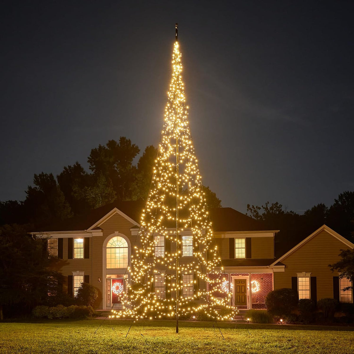Fairybell Fahnenmasten & Zubehör, Warmweiß, LED-Weihnachtsbaum für draußen im Fahnenmast - 8 Meter