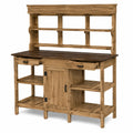 Gartenarbeitstisch 120 x 48 x 170 cm Holz Braun mit Ablagen und Schrank
