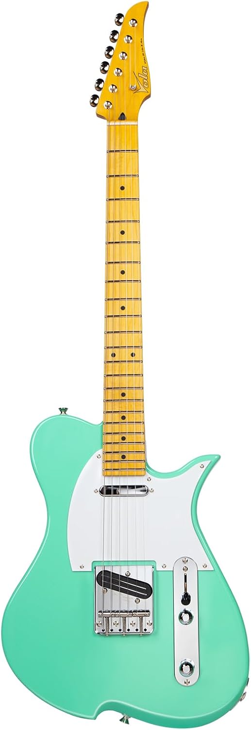Vola Solibody, Mehrfarbig, Vasti V3 MC E-Gitarre, Eschenkorpus, Ahornhals, Nickelbünde, moderner C-Hals, hergestellt in Japan (Surfgrün)