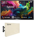 SYLVOX Fernseher, 55 Zoll, Schwarz, Outdoor TV mit Abdeckung, 4K UHD QLED Google Outdoor, 2000 Nits, Sprachassistent