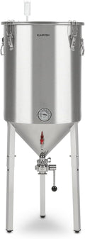 Klarstein Gärbehälter, 60 l, silber, Gärkeller Bierbrauanlage - Brauanlage mit Thermometer, konischer Braukessel