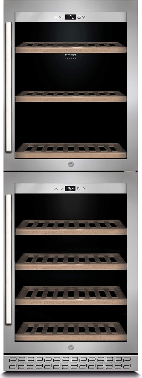 Caso Weinkühlschrank, Silber, WineChef PRO 126-2D mit App, für 126 Faschen, Edelstahl, 126 liters