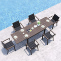 JUMMICO Essgruppe, Braun/Schwarz, Garten Balkon Möbel Set Aluminium Leichtgewicht Stapelbare, 6 Personen Set