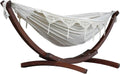 Vivere Hängematten, 254 x 117 x 104 cm, Natur/Weiß/Braun, C8SPCT-00 Doppelhängematte aus Baumwolle mit stabilem