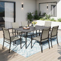 PHI VILLA Essgruppe, Braun/Schwarz, Gartentisch mit Stühlen Garten Sitzgruppe mit 6 x Braune, Deck, Bistro