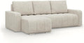 Sofa Mebligo, 237 cm, Beige, Eck mit Schlaffunktion und Betkasten Breit Abrielle, Eckcouch Universelle Form, mit Bonell Federkern