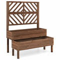 Hochbeet 120 x 60 x 150 cm aus Holz in Braun mit Rankgitter für Garten und Terrasse