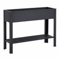Hochbeet 100 x 40 x 80 cm aus Metall Schwarz mit Ablage