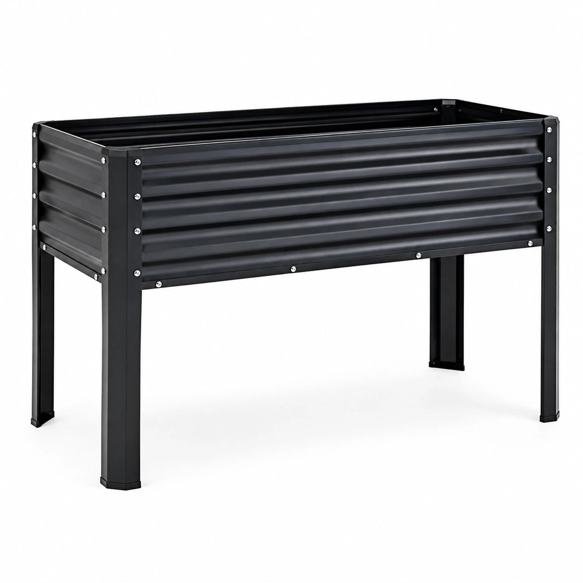 Hochbeet 120 x 60 x 80 cm aus Metall Schwarz freistehend für Garten und Balkon