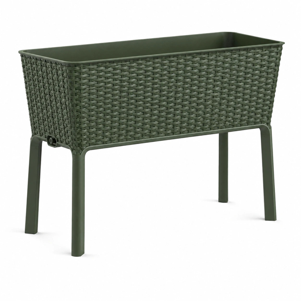 Hochbeet 80 x 40 x 70 cm aus Kunststoff Grün mit Rattanoptik für Garten und Balkon