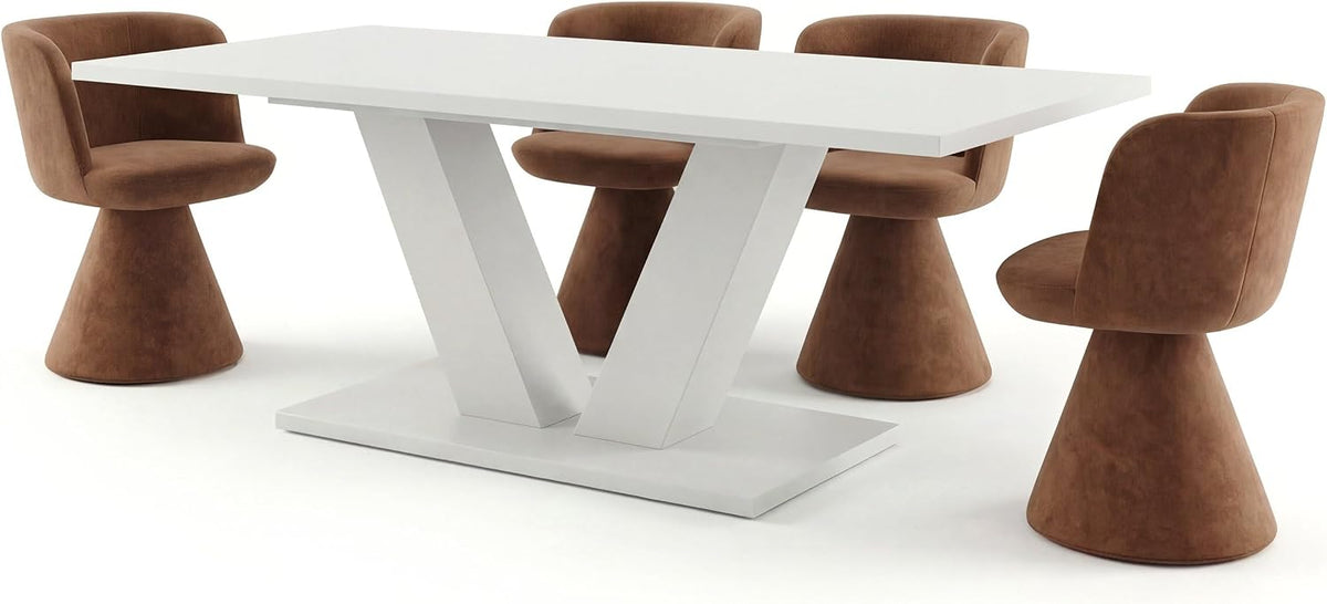 Newroom Esstisch, 150x76x90 cm, Weiß/Braun, Ausziehbar Weiß Esszimmertisch Modern - (BxHxT) - Tisch