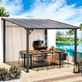 UNIONLINE Pavillon, Schwarz, 3x3m Terrassenüberdachung, Pergola mit Hardtop