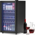 Getränkekühlschrank, 43 dB, 65 L, Schwarz, Mini Kühlschrank mit Glastür für 92 Dosen, freistehend, leise, Bierkühler für Büro