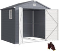 Gerätehaus Outsunny, 240 x 190 x 228 cm, 4,1m, Dunkelgrau/Weiß, Geräteschuppen mit Satteldach, Kunststoff Gartenchuppen mit Abschließbar Tür
