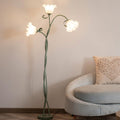 meibeileil Standleuchten & Deckenfluter, 170Cm, Grün, Blumen Stehlampe Wohnzimmer, Schwanenhals DIY Bogenlampe Standleuchte mit 3-Köpfe Rose