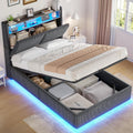 AOGLLATI Bett, 90x200 cm, Dunkelgrau, 90x200 mit Hydraulisches Stauraum Jugend 90x200 mit, Polster Einzel Kinder mit Stauraum Kopfteil