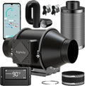 Aygrochy Belüftungsgeräte, 100 mm, Schwarz, Grow Abluft set, grow lüfter set, Rohrventilator app mit Temperatur- und Feuchtigkeitsregler