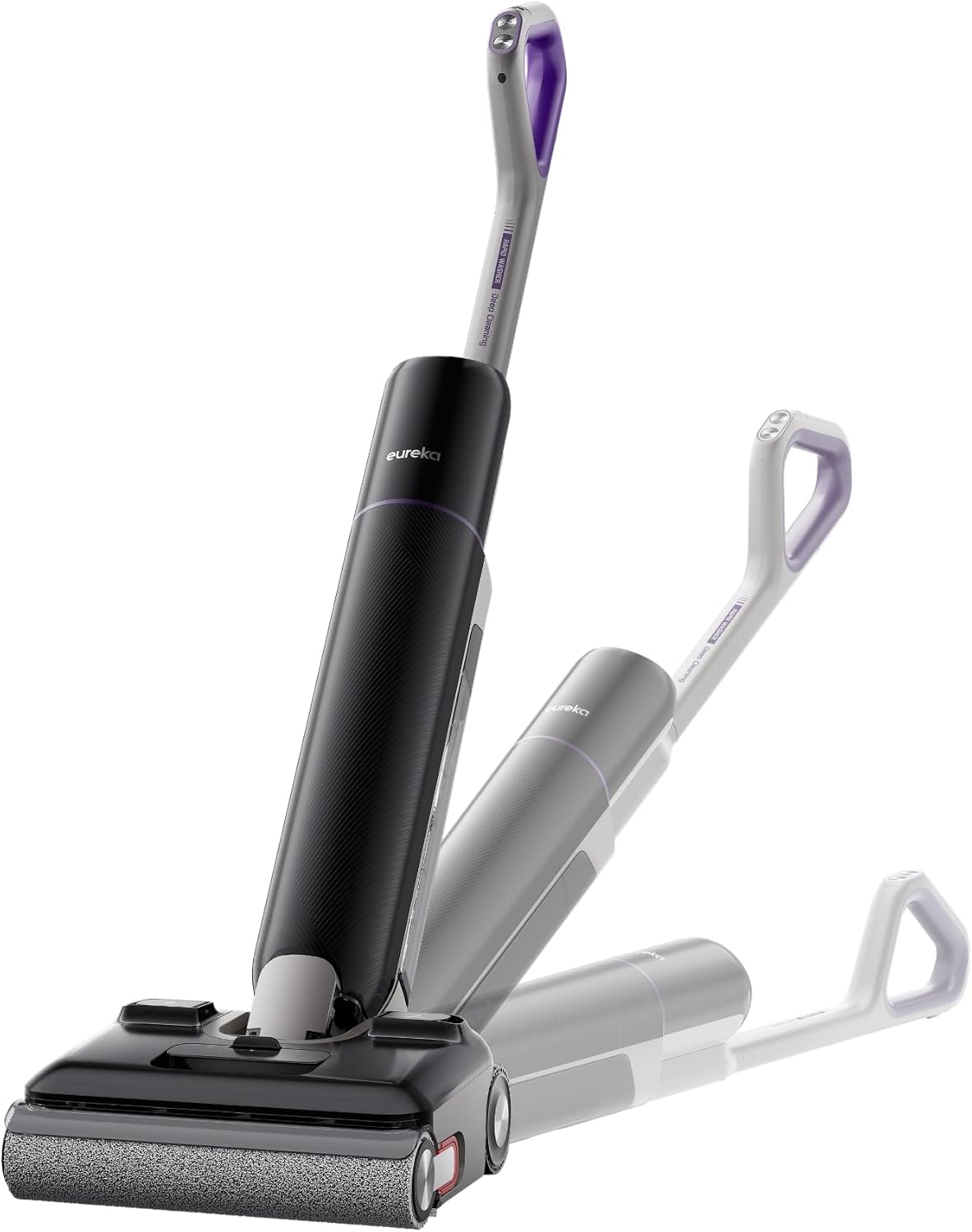 EUREKA Staubsauger, Schwarz, FloorShine 880 Nass Trockensauger Akku, 24 kPa Kabelloser mit Wischfunktion, 100°C Selbstreinigung