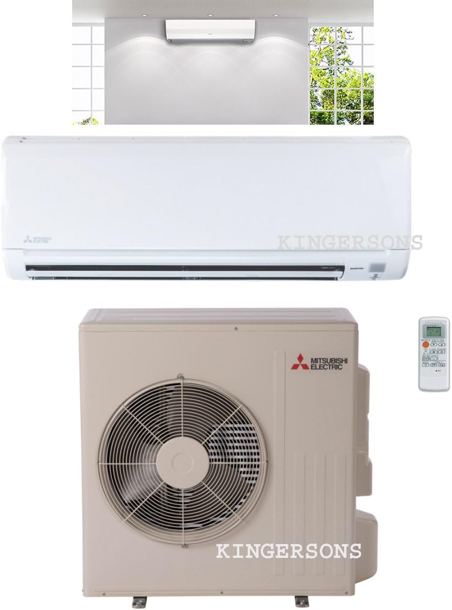 MITSUBISHI Split-System, Weiß/Beige, 000 BTU SEER 18 Wall Mount Ductless Mini-Split Inverter