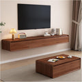 TV-Schrank SCYOMSTORE, 200 cm, Walnuss, Lowboard, TV Schrank schwebend, TV Lowboard mit 2 Schubladen und 2 Türen