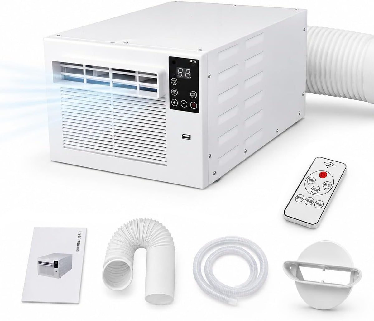 Mobiles Klimagerät, 45 dB, 750 W, 4m, Weiß, Mobile Klimaanlage für ², Lauf, Entfeuchten, Lüften, Timer