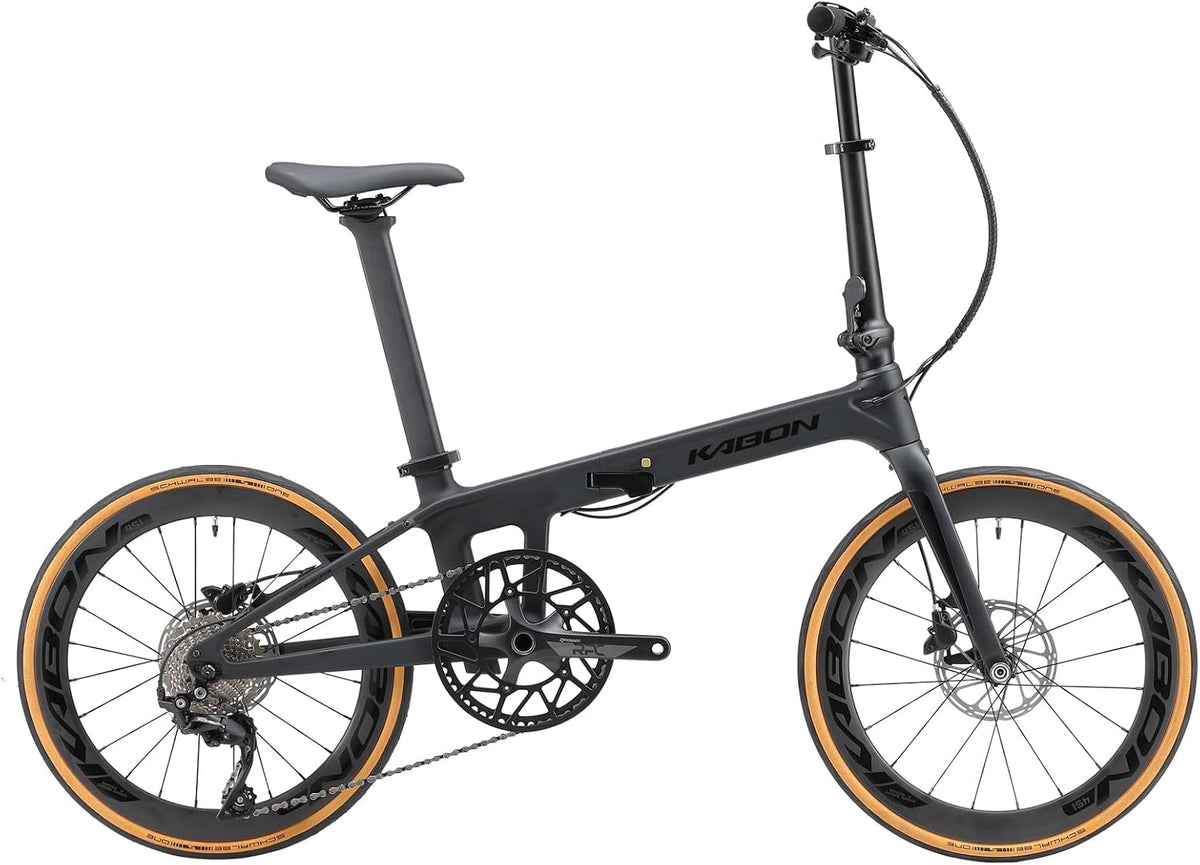KABON Fahrrad, 20 Zoll, T800 Kohlefaser., Weiß, Bike, Neues Upgrade Faltrad, Carbon Fiber Rahmen mit Carbon Laufradsatz 9 Speed Mini