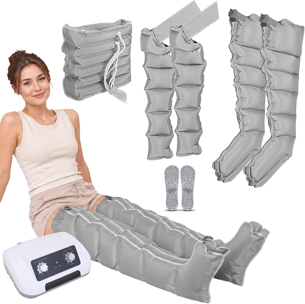 vanenferse Fußmassagegeräte, Schwarz, Lymphdrainage Gerät Beine Bauch Arme Bei Lipödem, 6 Luftkammern Beinmassagegerät Für Die Lymphdrainage
