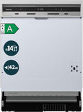 Geschirrspüler, 60 cm, Silber, homeX DWSI601442A Spülmaschine teilintegrierbar EEK A