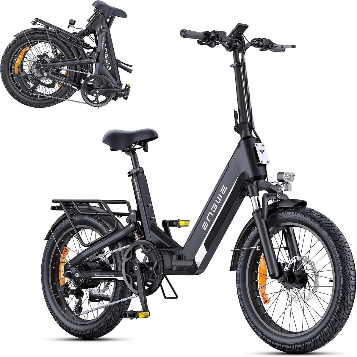 ENGWE Fahrrad, 13,5 Ah, 48 V, Schwarz, L20 3.0 Boost Elektro, Akku, bis zu 135 km, Drehmomentsensor und hydraulische Bremsen