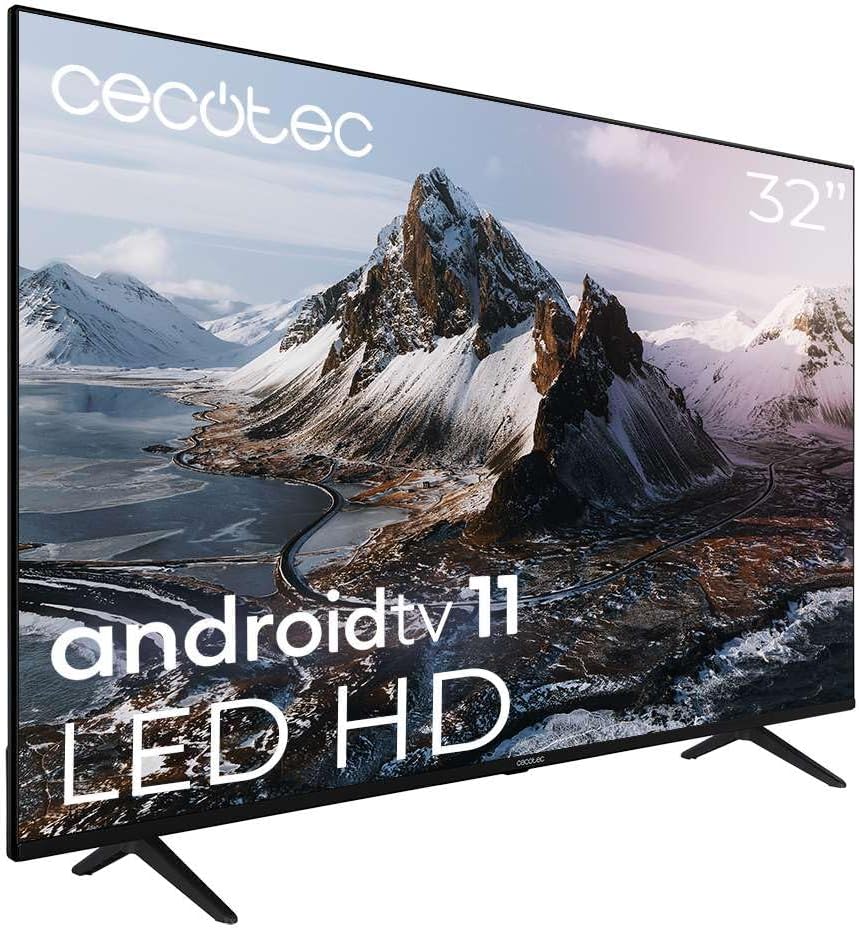 Cecotec Fernseher, 10 W, Schwarz, Smart TV, LED 32' Smart TV LED a3 Serie ALH30032s. Full HD, Android 11, Rahmenloses Design
