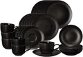 Seltmann Weiden Mikrowelle, Schwarz, Tafel- und Kaffeegeschirr für 6 Personen, Geschirr-Set mit mattem Finish, Porzellan