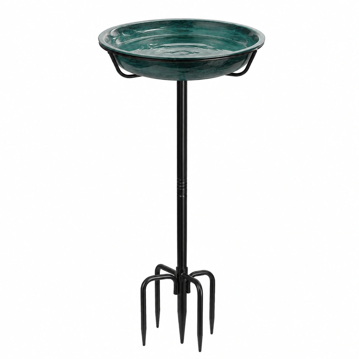 Vogelbad 39 cm Glas Grün mit Metall Erdspieß für Garten