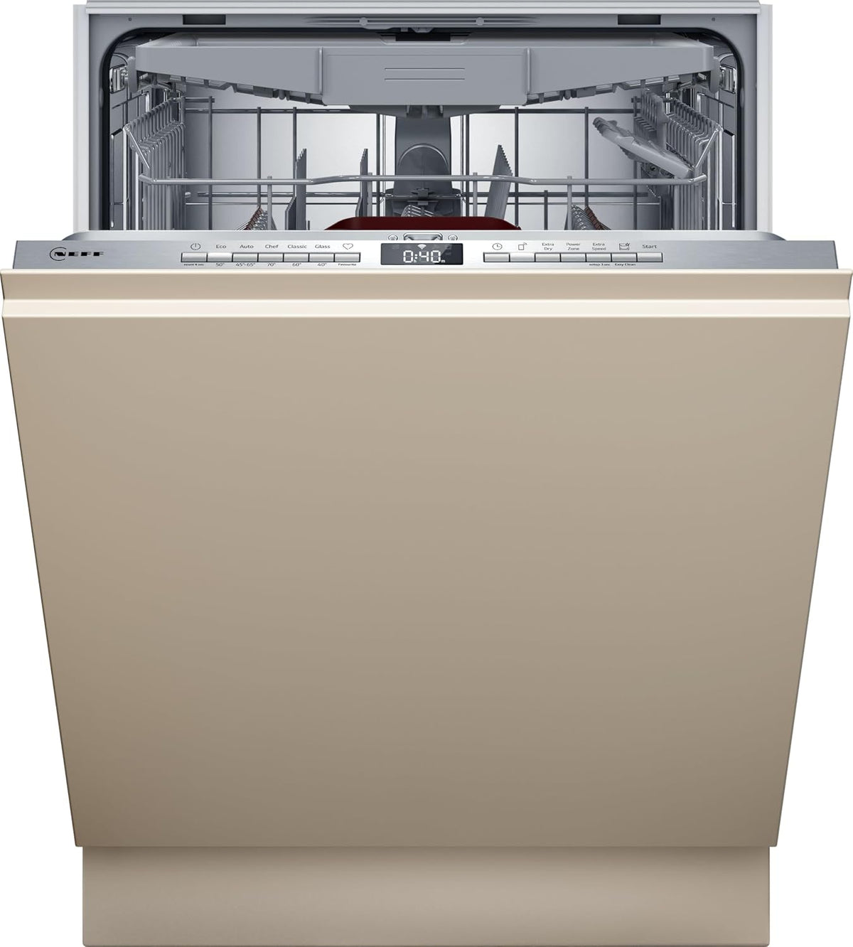 NEFF Geschirrspüler, 14 Maßgedecke, 60 cm, Silber, S255EVX04E, N 50 Smarter XXL Vollintegriert, Besteckschublade