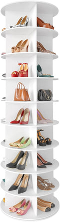 SpaceAid Schuhschrank, Weiß, Drehbares Schuhregal mit 9 Ebenen, 360° drehbares Schuhregal, Aufbewahrung, rundes Karussell