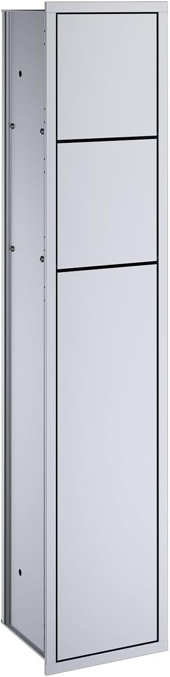 Emco Hoch- & Midischränke, silber, Asis 150 Unterputz-Schrankmodul für das Gäste-WC, Badezimmerschrank als Toilettenpapierhalter &