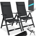 KESSER Esszimmerstuhl, Schwarz, Gartenstuhl Hochlehner mit Armlehnen 2er Set Aluminium