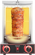 FENGLY Elektrogrill, 8 kg/17.6lbs, 3000 W, 220 V, Rostfreier Stahl, Silber, Dönergrill Gas Döner Machine, Gas-Rotationsgrill mit 2 Brennern