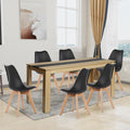 FURNITABLE Essgruppe, 160CM, Schwarz, Esstisch mit 6 Stühlen Esszimmergruppe, 6er Set Esszimmerstühle und Rechteckig Holztisch