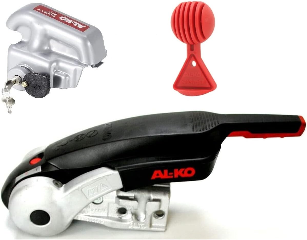 trailer parts4u Anhängerkupplungen, Schwarz/Silber/Rot, Original Alko AKS 3004 Antischlingerkupplung - 3 teiliges