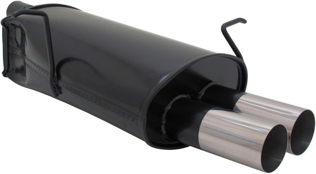 Novus Sportauspuff Gruppe N Endschalldämpfer, 76 mm, Schwarz/Silber, N A3002E76RL mit Endrohr 2 x RL-Design