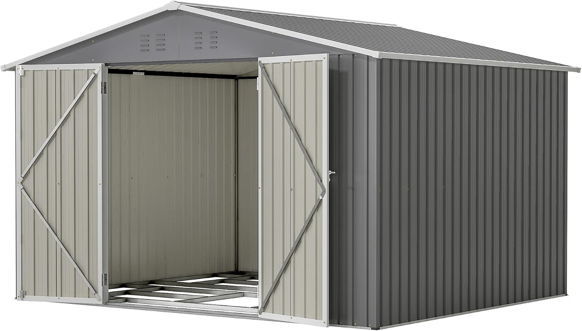 Thanaddo Gerätehaus, 300x250x191 cm, stahlblech+verzinkt und lackiert+Aluminiumlegierung, Grau