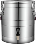 Getränkespender, 10 l, Silber, mit Zapfhahn, Edelstahl-Verriegelungsdeckel, Frischhaltedose für Milch oder Saft