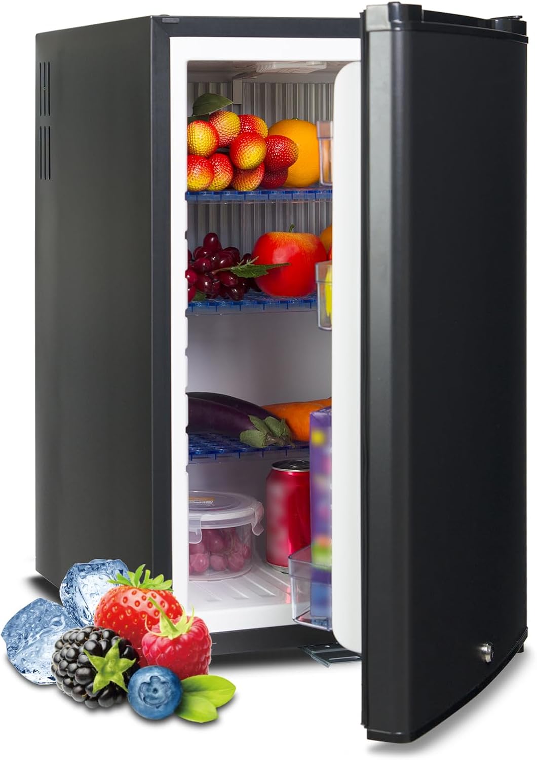 Smad Kühlschrank, 230 V, 50 L, 12 V, Schwarz, Camping, 2-Wege-Wohnmobil, Absorber, Ohne Kompressor, Geräuschlos, mit Schloss