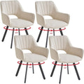 DEYARNA HOME Esszimmerstuhl, Beige, 360° Drehstuhl mit Armlehnen 4er Set, Gepolsterter Küchenstuhl mit Leinenbezug & Metallbeinen