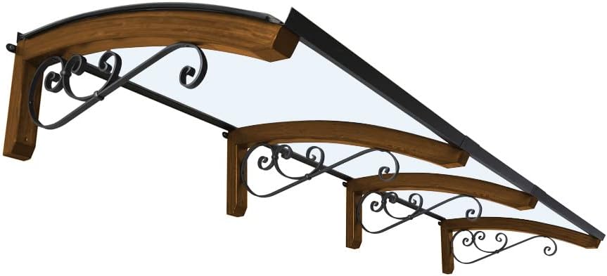 Pensiline Bellhouse Markise, 100 x 300 cm, Honig/Schwarz, Vordach aus hölzern für den Außenbereich Farbe Honig