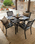 Gartenmöbel-Set PHI VILLA, Schwarz, Gartenmöbel Set 4 Stühle mit Tisch Wetterfest Terassenmöbel, Hof und Terrasse