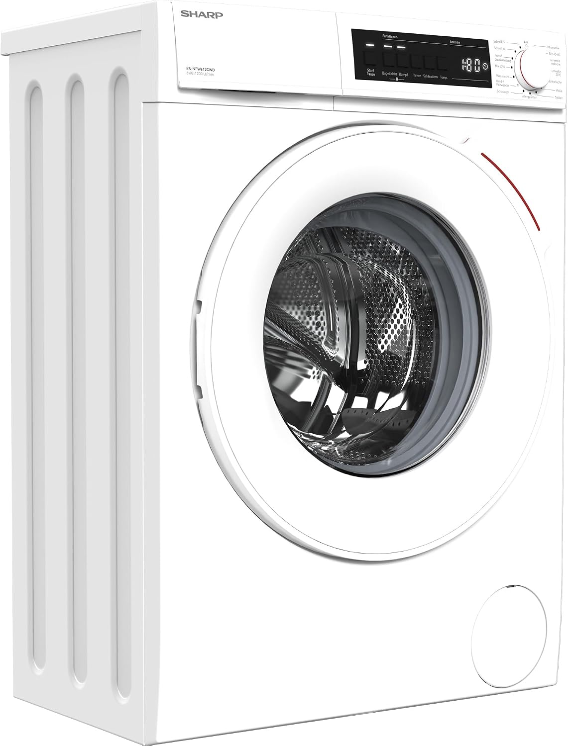 SHARP Waschmaschine, 6 kg, Weiß, ES-NFW612CWB-DE Frontlader / / 1200 U/min/Adanced Inverter